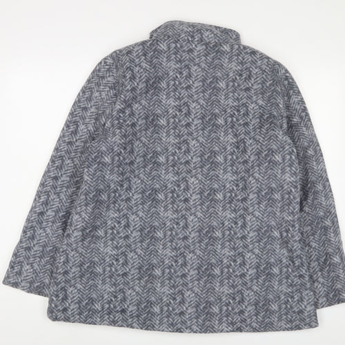 Anne De Lancay Womens Grey Geometric Jacket Size M Button