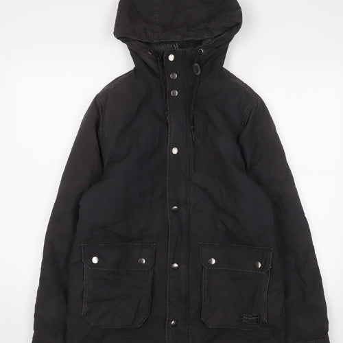 H&M Mens Black Quilted Coat Size M Zip