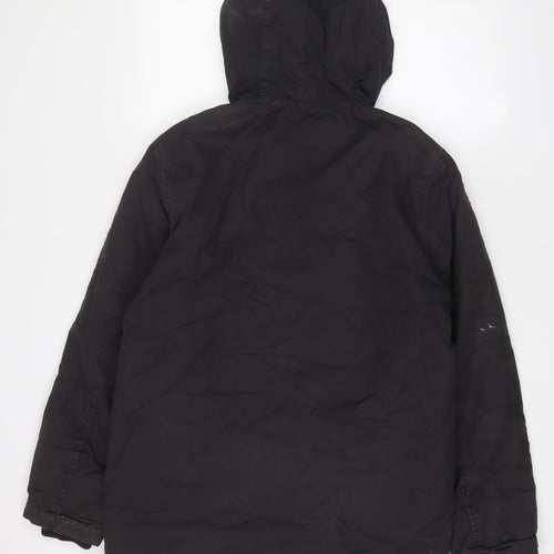 H&M Mens Black Quilted Coat Size M Zip