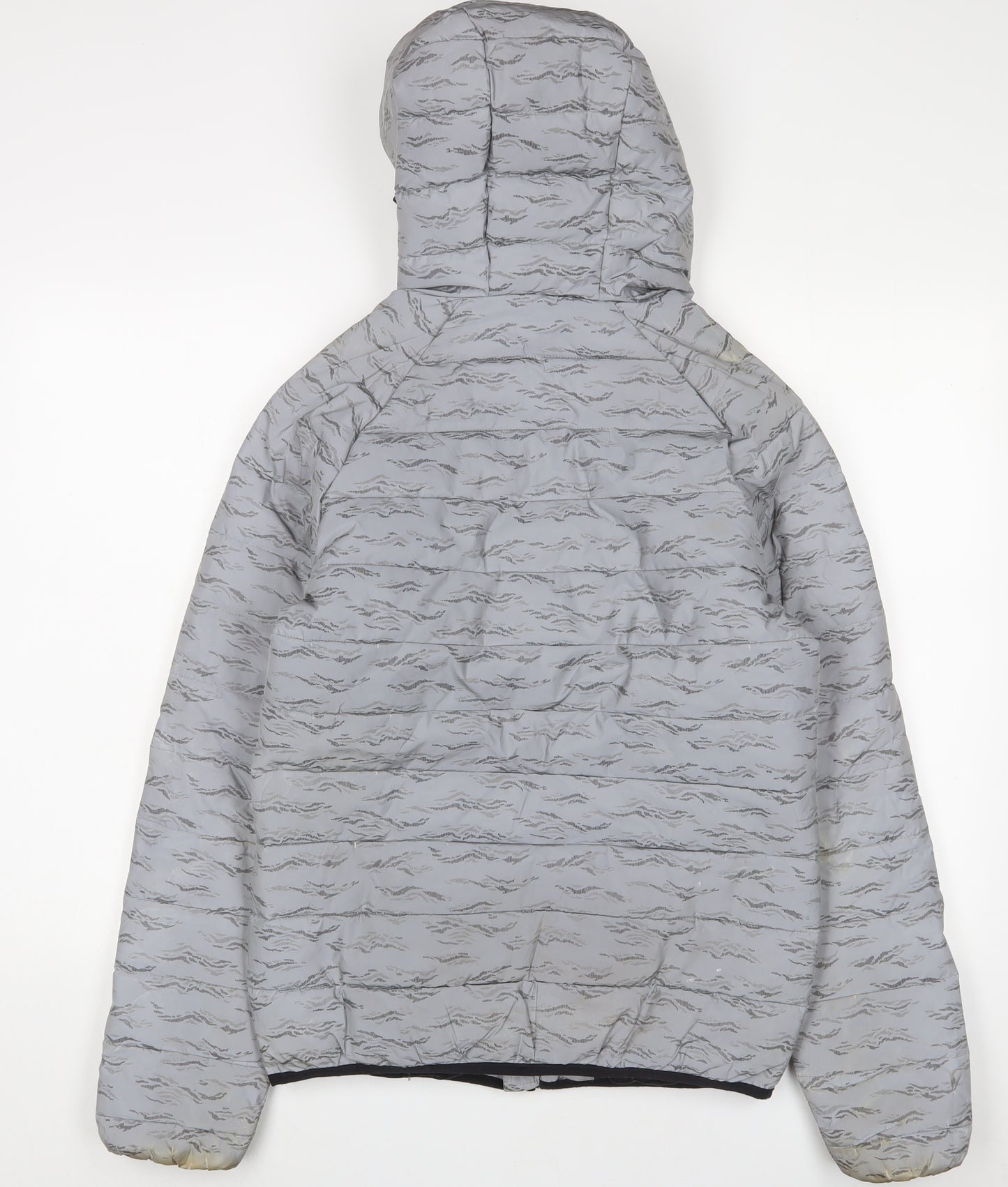 McKenzie Mens Grey Geometric Puffer Jacket Coat Size S Zip - Reflective