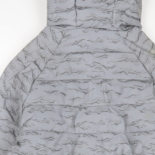 McKenzie Mens Grey Geometric Puffer Jacket Coat Size S Zip - Reflective