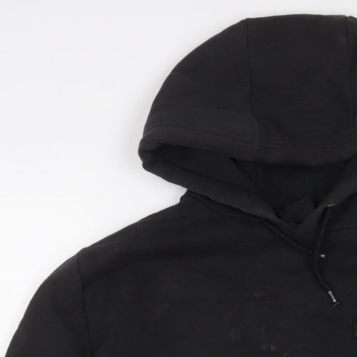 FIVE Mens Black Cotton Pullover Hoodie Size M - Embroidered