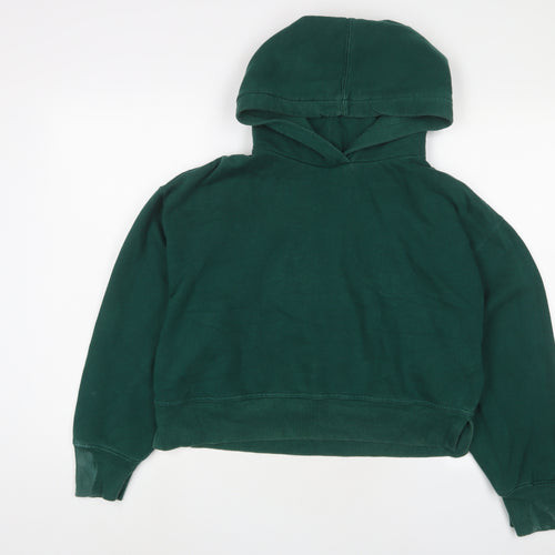Zara Womens Green Cotton Pullover Hoodie Size S Pullover