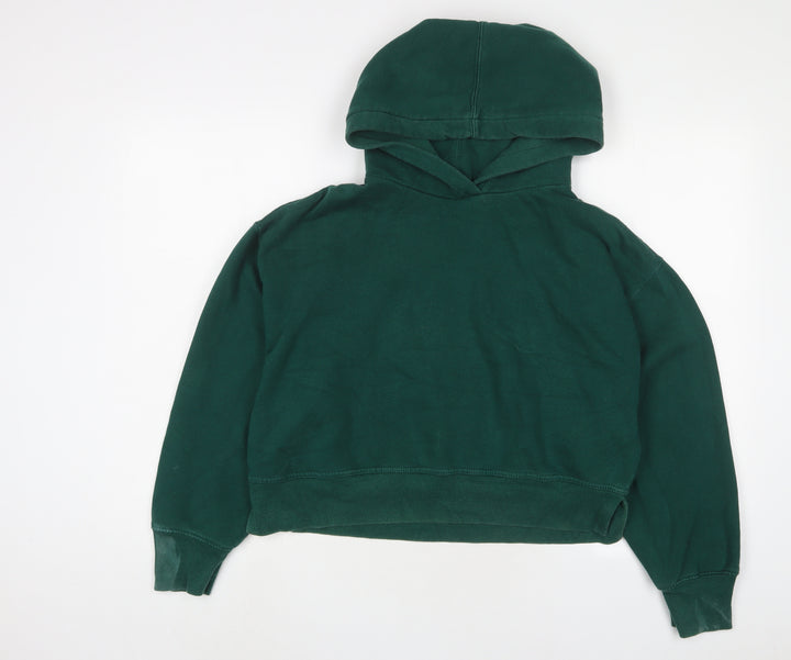 Zara Womens Green Cotton Pullover Hoodie Size S Pullover
