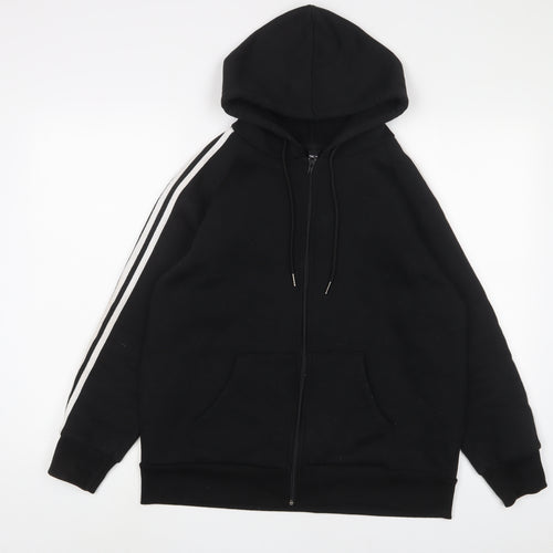R&B Womens Black Cotton Full Zip Hoodie Size 16 Zip