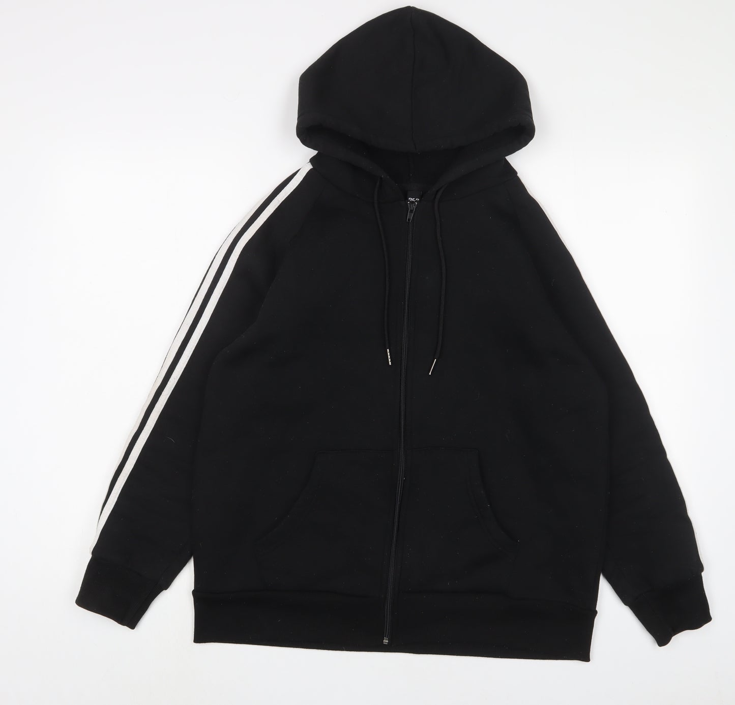 R&B Womens Black Cotton Full Zip Hoodie Size 16 Zip