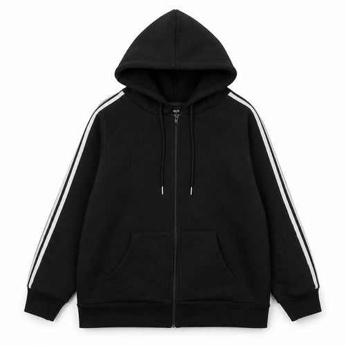 R&B Womens Black Cotton Full Zip Hoodie Size 16 Zip