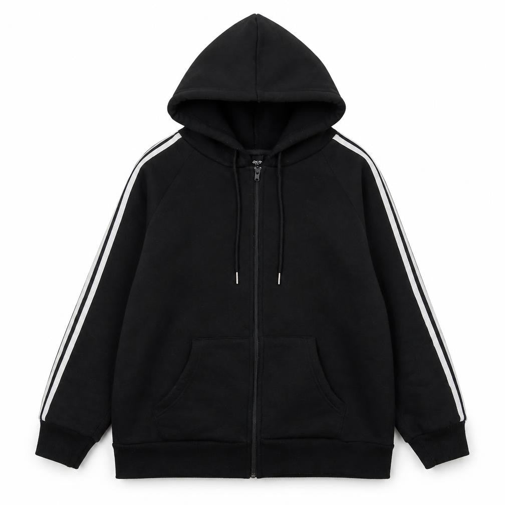 R&B Womens Black Cotton Full Zip Hoodie Size 16 Zip