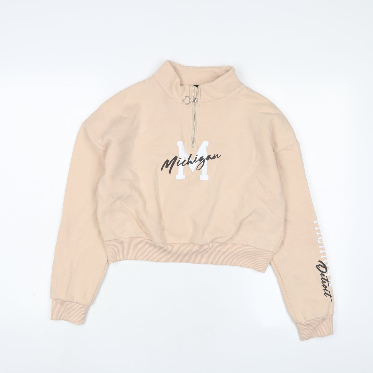 New Look Girls Beige Cotton Pullover Sweatshirt Size 12-13 Years Zip - Michigan