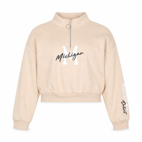 New Look Girls Beige Cotton Pullover Sweatshirt Size 12-13 Years Zip - Michigan