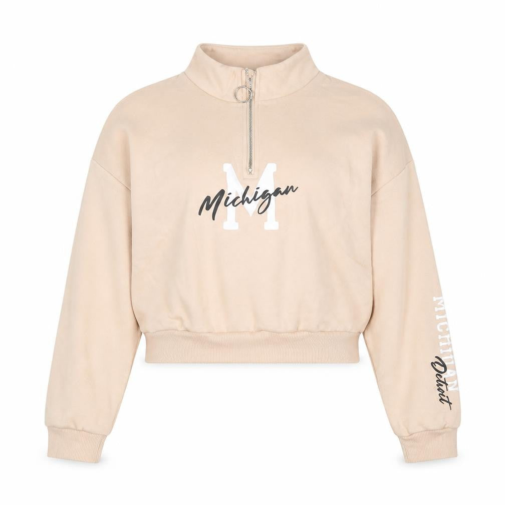 New Look Girls Beige Cotton Pullover Sweatshirt Size 12-13 Years Zip - Michigan