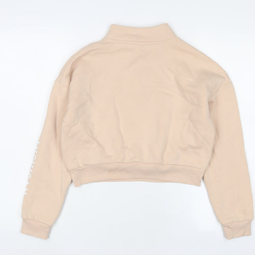 New Look Girls Beige Cotton Pullover Sweatshirt Size 12-13 Years Zip - Michigan