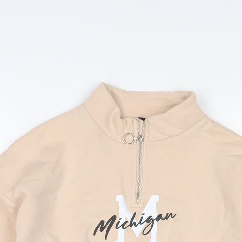 New Look Girls Beige Cotton Pullover Sweatshirt Size 12-13 Years Zip - Michigan