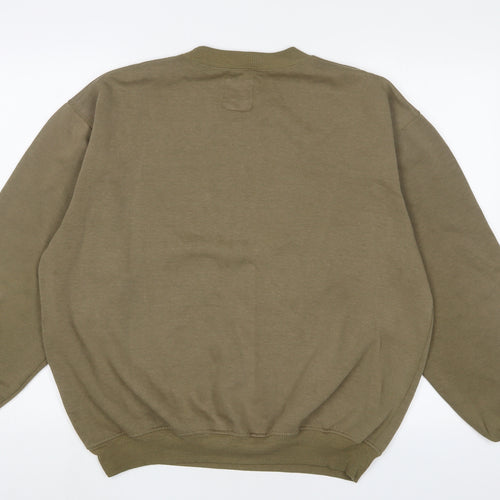 Mr Charley Mens Green Cotton Pullover Sweatshirt Size L - Embroidered