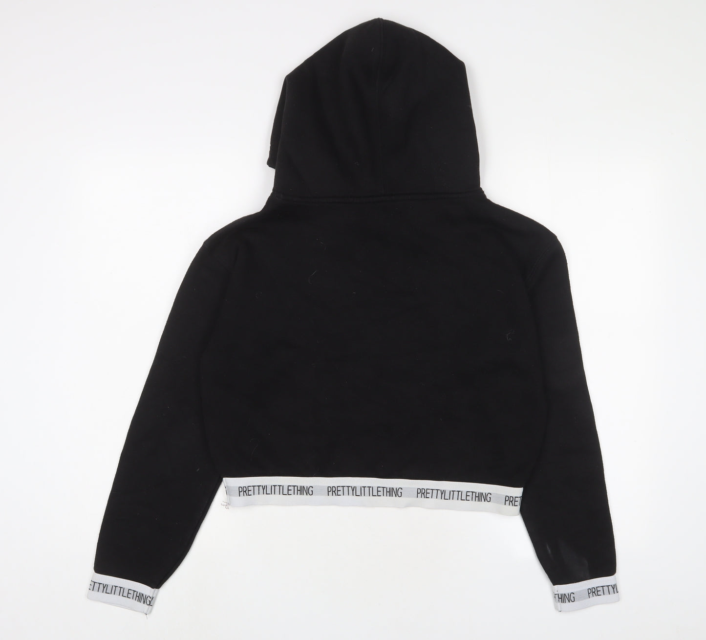 PRETTYLITTLETHING Womens Black Cotton Pullover Hoodie Size S Pullover - Logo