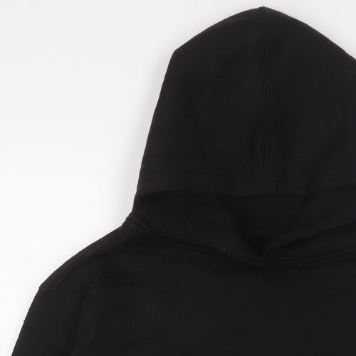 PRETTYLITTLETHING Womens Black Cotton Pullover Hoodie Size S Pullover - Logo