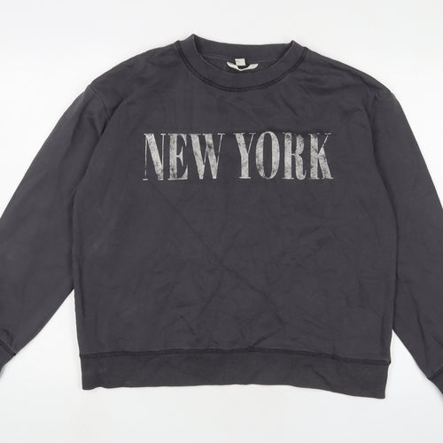 H&M Womens Grey Cotton Pullover Sweatshirt Size M Pullover - New York