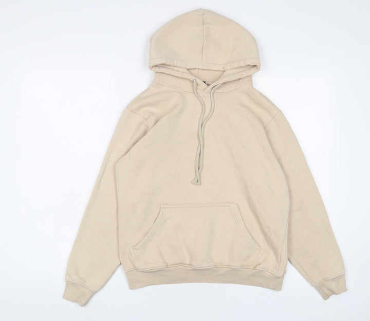 PRETTYLITTLETHING Womens Beige Cotton Pullover Hoodie Size S Pullover