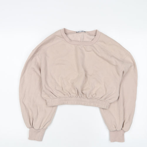 Zara Womens Pink Cotton Pullover Sweatshirt Size M Pullover