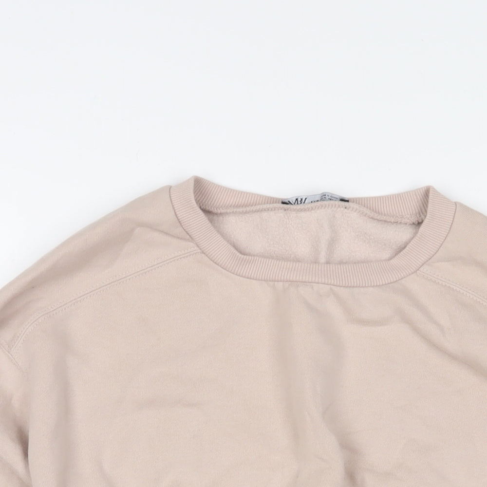 Zara Womens Pink Cotton Pullover Sweatshirt Size M Pullover