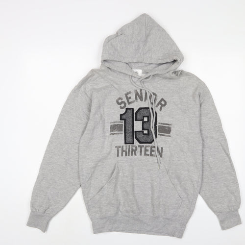 Jostens Mens Grey Cotton Pullover Hoodie Size S - Embroidered