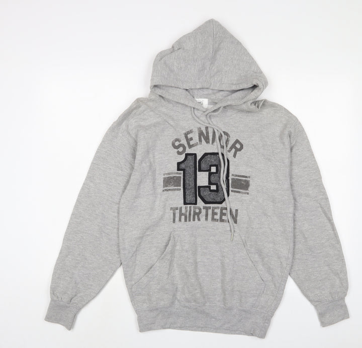 Jostens Mens Grey Cotton Pullover Hoodie Size S - Embroidered