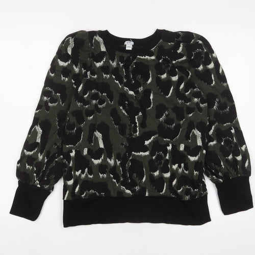 River Island Womens Green Camouflage Cotton Pullover Sweatshirt Size XS Pullover
