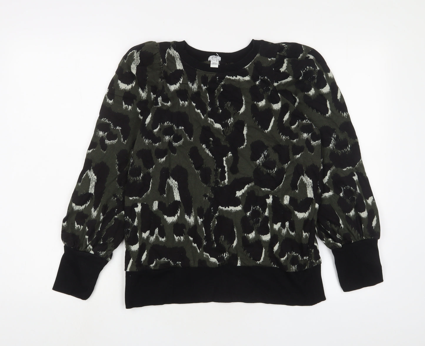 River Island Womens Green Camouflage Cotton Pullover Sweatshirt Size XS Pullover