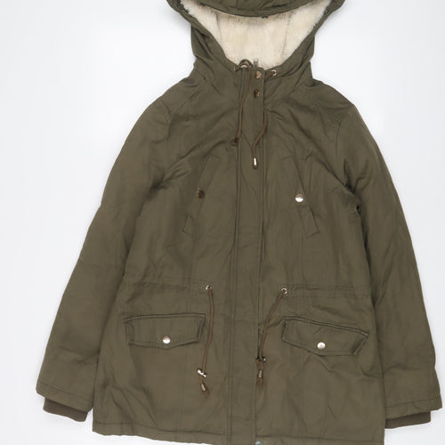 Miss Selfridge Womens Green Parka Coat Size 12 Zip