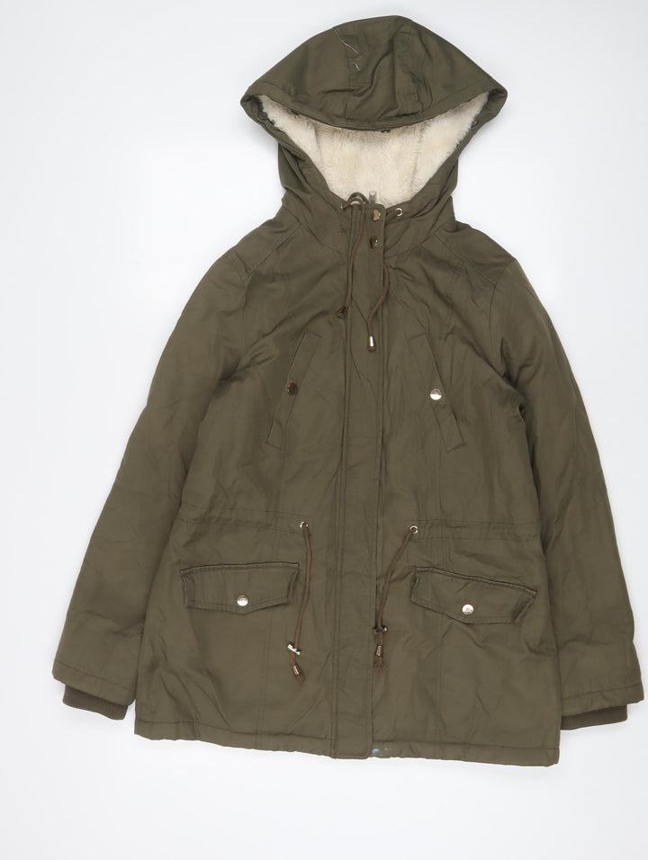 Miss Selfridge Womens Green Parka Coat Size 12 Zip