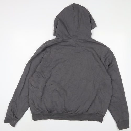 H&M Womens Grey Cotton Pullover Hoodie Size L Pullover - Love, Embroidered