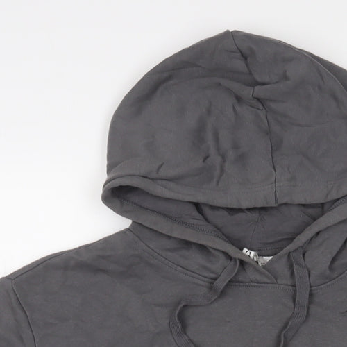 H&M Womens Grey Cotton Pullover Hoodie Size L Pullover - Love, Embroidered