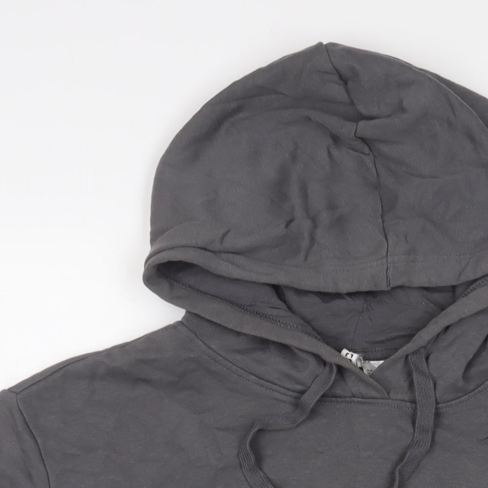 H&M Womens Grey Cotton Pullover Hoodie Size L Pullover - Love, Embroidered