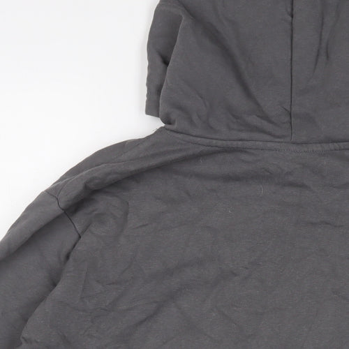 H&M Womens Grey Cotton Pullover Hoodie Size L Pullover - Love, Embroidered