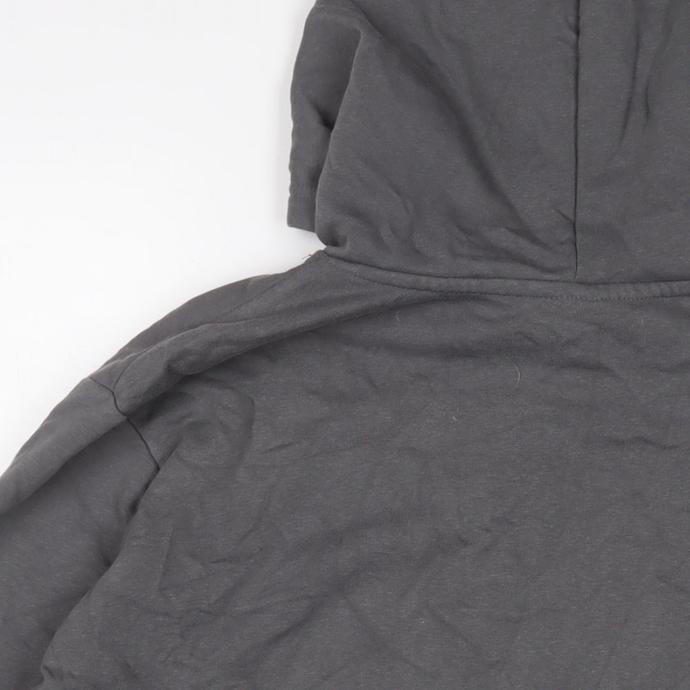 H&M Womens Grey Cotton Pullover Hoodie Size L Pullover - Love, Embroidered