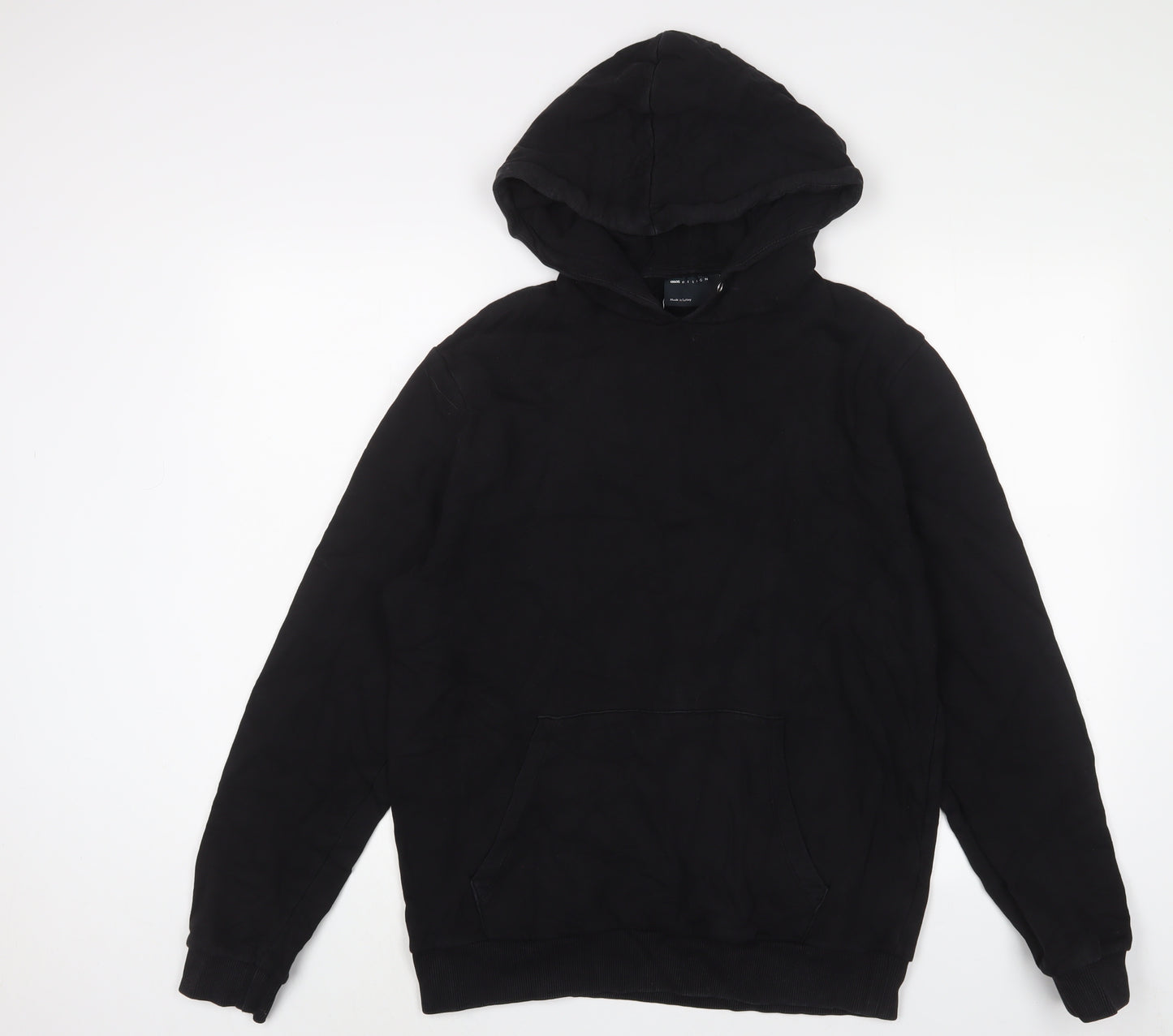 ASOS Mens Black Cotton Pullover Hoodie Size L