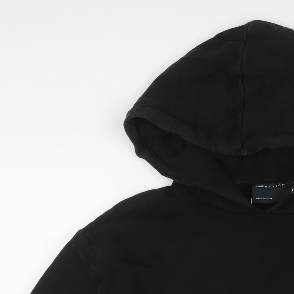 ASOS Mens Black Cotton Pullover Hoodie Size L