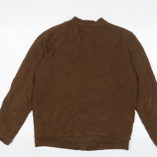 Zara Womens Brown Cotton Full Zip Sweatshirt Size L Zip