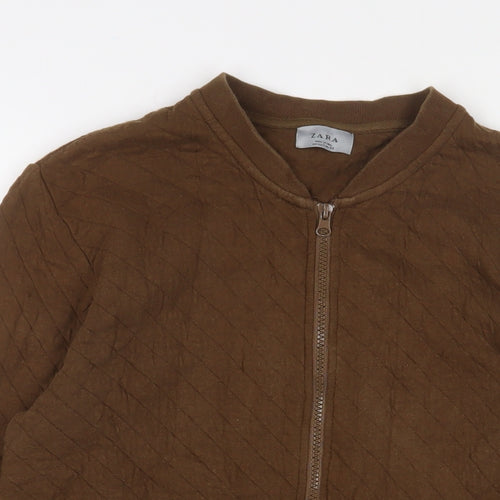 Zara Womens Brown Cotton Full Zip Sweatshirt Size L Zip