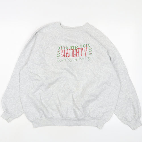 Hanes Herway Womens Grey Cotton Pullover Sweatshirt Size L Pullover - Christmas