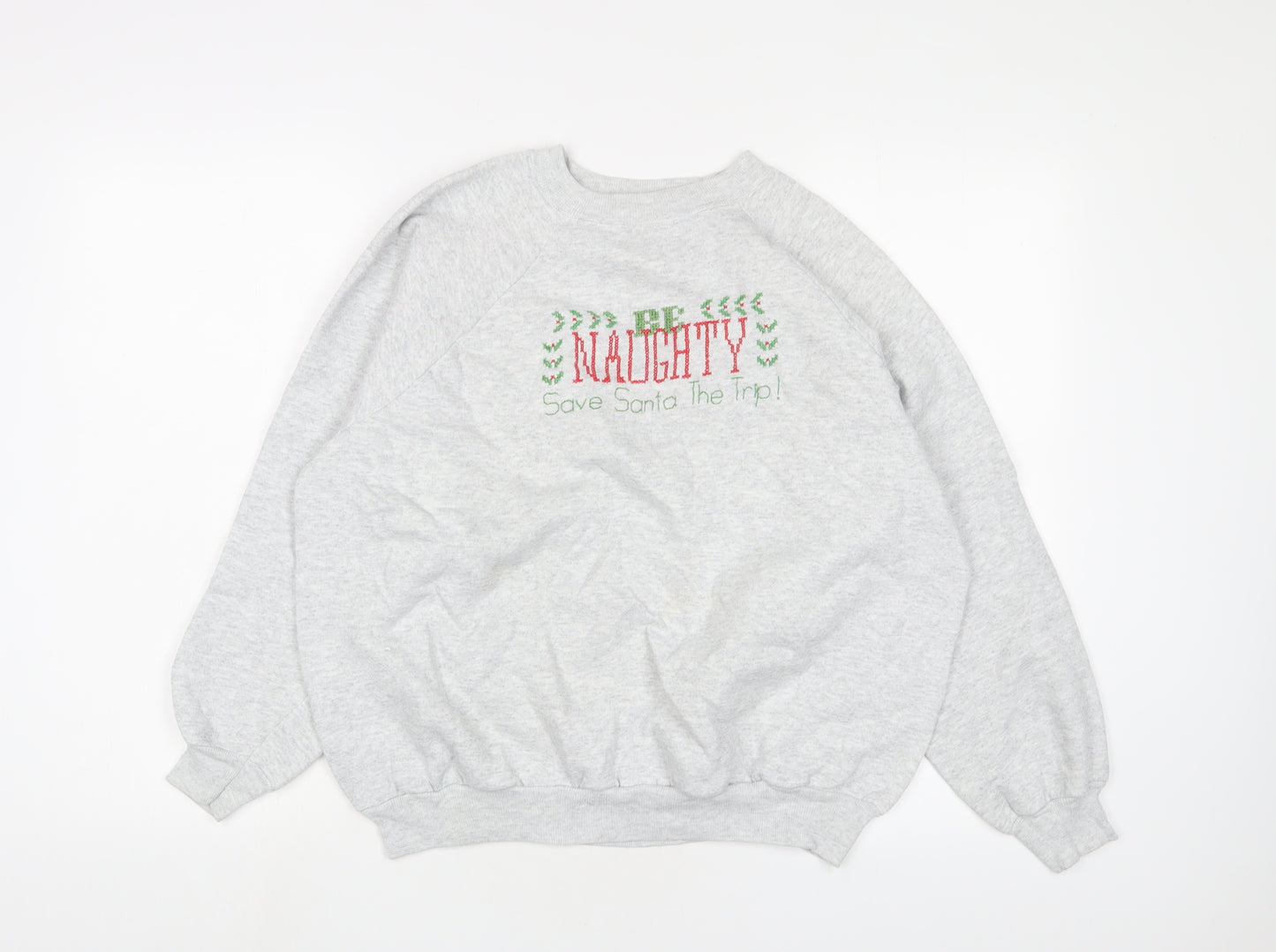 Hanes Herway Womens Grey Cotton Pullover Sweatshirt Size L Pullover - Christmas