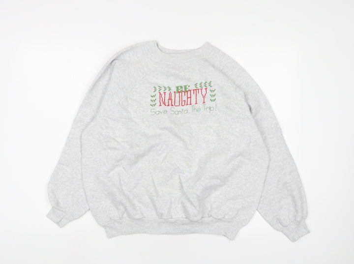 Hanes Herway Womens Grey Cotton Pullover Sweatshirt Size L Pullover - Christmas
