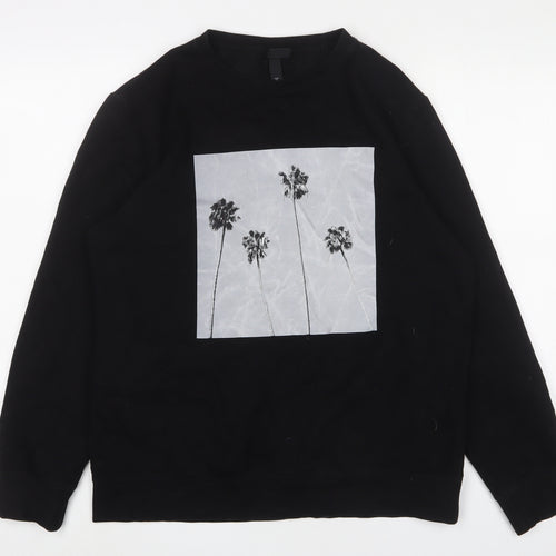 H&M Mens Black Cotton Pullover Sweatshirt Size M