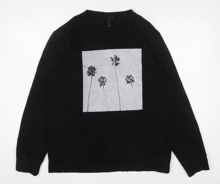 H&M Mens Black Cotton Pullover Sweatshirt Size M