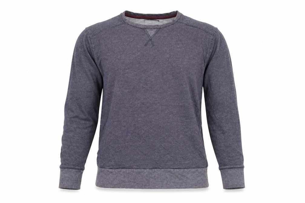 Front view of John Lewis men’s blue cotton pullover sweatshirt, size S