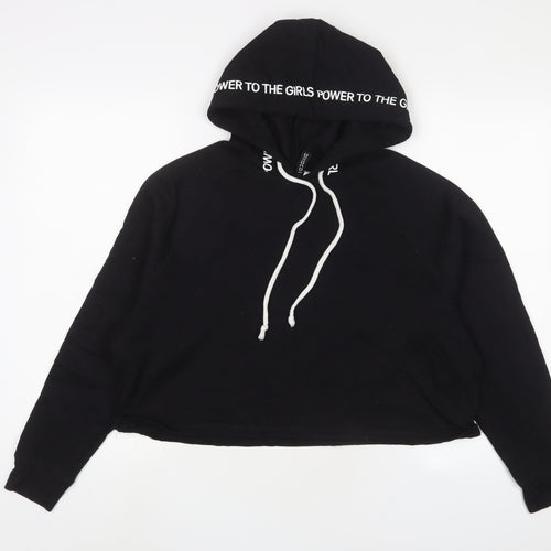H&M Womens Black Cotton Pullover Hoodie Size L Pullover