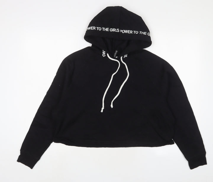 H&M Womens Black Cotton Pullover Hoodie Size L Pullover