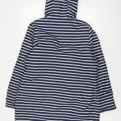 Harvey & Jones Womens Blue Striped Jacket Coat Size L Zip