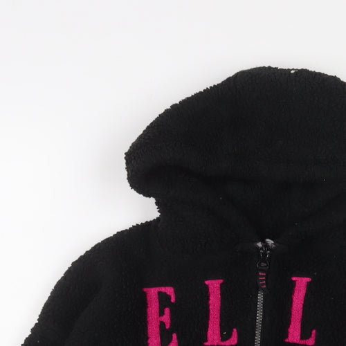 ELLE Girls Black Jacket Size 10-11 Years Zip - Logo, Embroidered