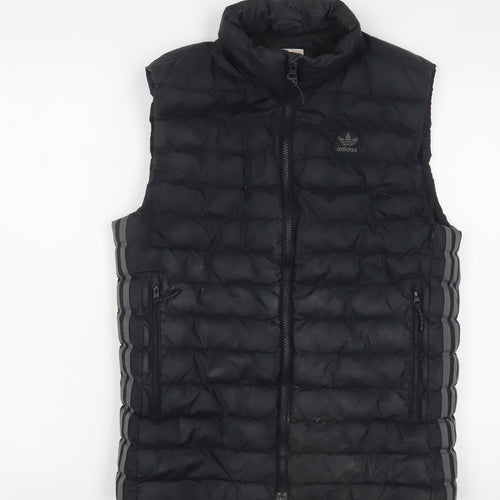 adidas Mens Black Gilet Jacket Size S Zip - Logo, Embroidered